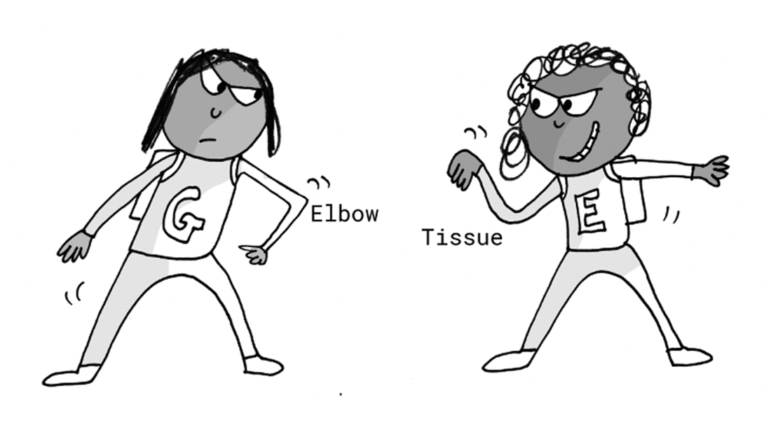 Paper-rock-scissors-spoon-tissue-elbow
